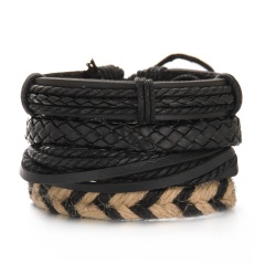 Leather Hand Woven Bracelet 4PCS/Set