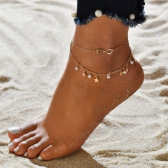 Imitation Pearl Beads Anklets Gold