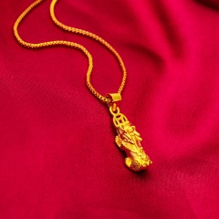 Placer Gold Copper PiXiu Necklace 40+5CM PiXiu A