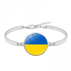 Ukrainian Flag Color Gemstone Bracelet 22+5cm Silver