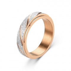 Rose Gold Frosted Stainless Steel Rings #7