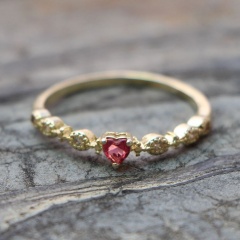 Inlaid Rinestone With Heart Red CZ Rose Gold Rings #9