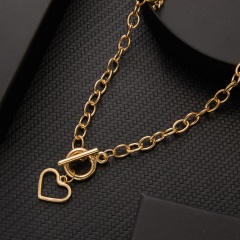 Heart  Clavicle Chain Necklace Clasp 45cm Gold