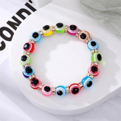 Evil Eye Beads With Spacer Beads Handmake Elastic Bracelet Colorful