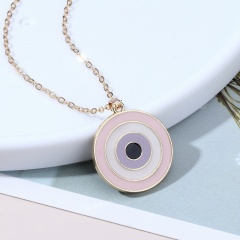 Evil Eye Gold Chain Necklace 40+5cm Pink
