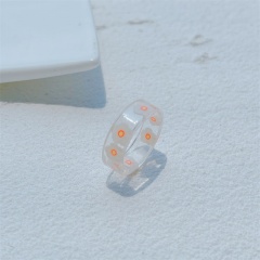 Color Transparent Resin Ring Inradium 1.7 cm White