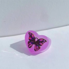 Color Resin Butterfly Ring Inradium 1.7 cm Purple