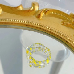 1PC Color Transparent Resin Ring Inradium 1.7 cm Yellow