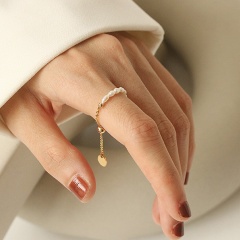 Freshwater Pearl Adjustable Ring White