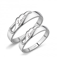 2PCS/Set Copper Lettering LOVE Silver Open Lovers Ring Inradium 1.7 CM Silver