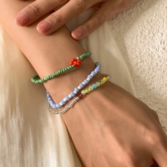3PCS/Set Charm Beads Elastic Bracelet Set Colorful