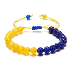 Yellow Blue Gemstone Ukrainian Flag Color Knit Adjustable Bracelet Flag