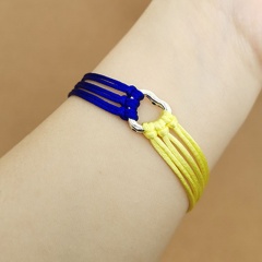 Handmake Knit Ukrainian Flag Color Bracelet 18+5cm Blue+Yellow