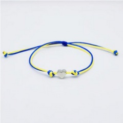 Ukrainian Flag Color Beads Hand Woven Bracelet Blue+Yellow