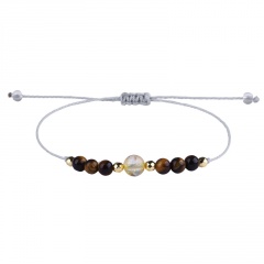 Tigereye Gemstone beads Hand woven Yoga Adjustable Bracelet Yellow Crystal