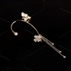 1PC Inlaid CZ Gold Butterfly Earring Left Ear